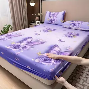 Butterfly Rose Bedding Set, Minimalist Living, Soft Touch, Non-Slip Design, High Elasticity, No Ironing Needed, Contemporary Style