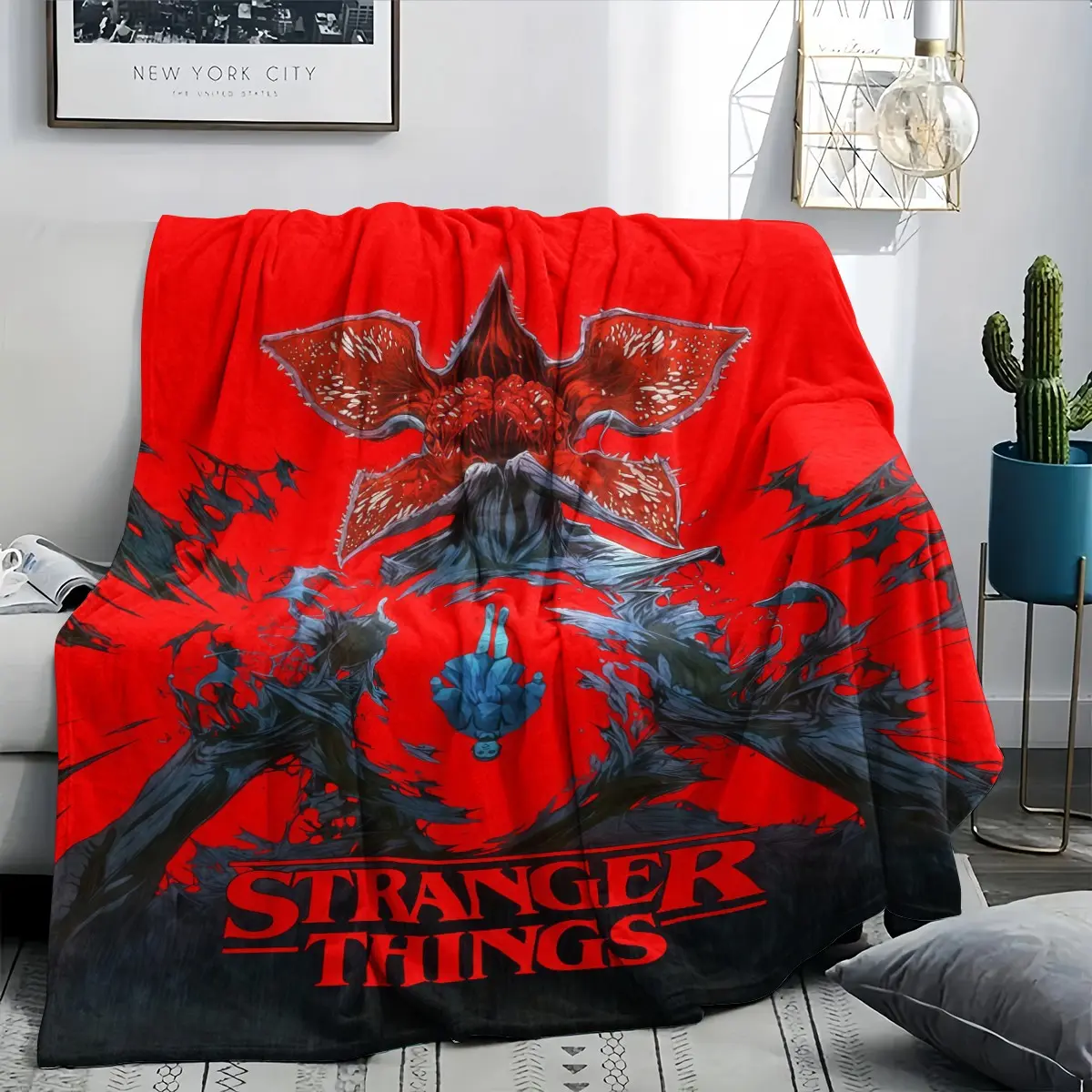 Stranger Things Demogorgon Fleece Blanket with Design, Soft