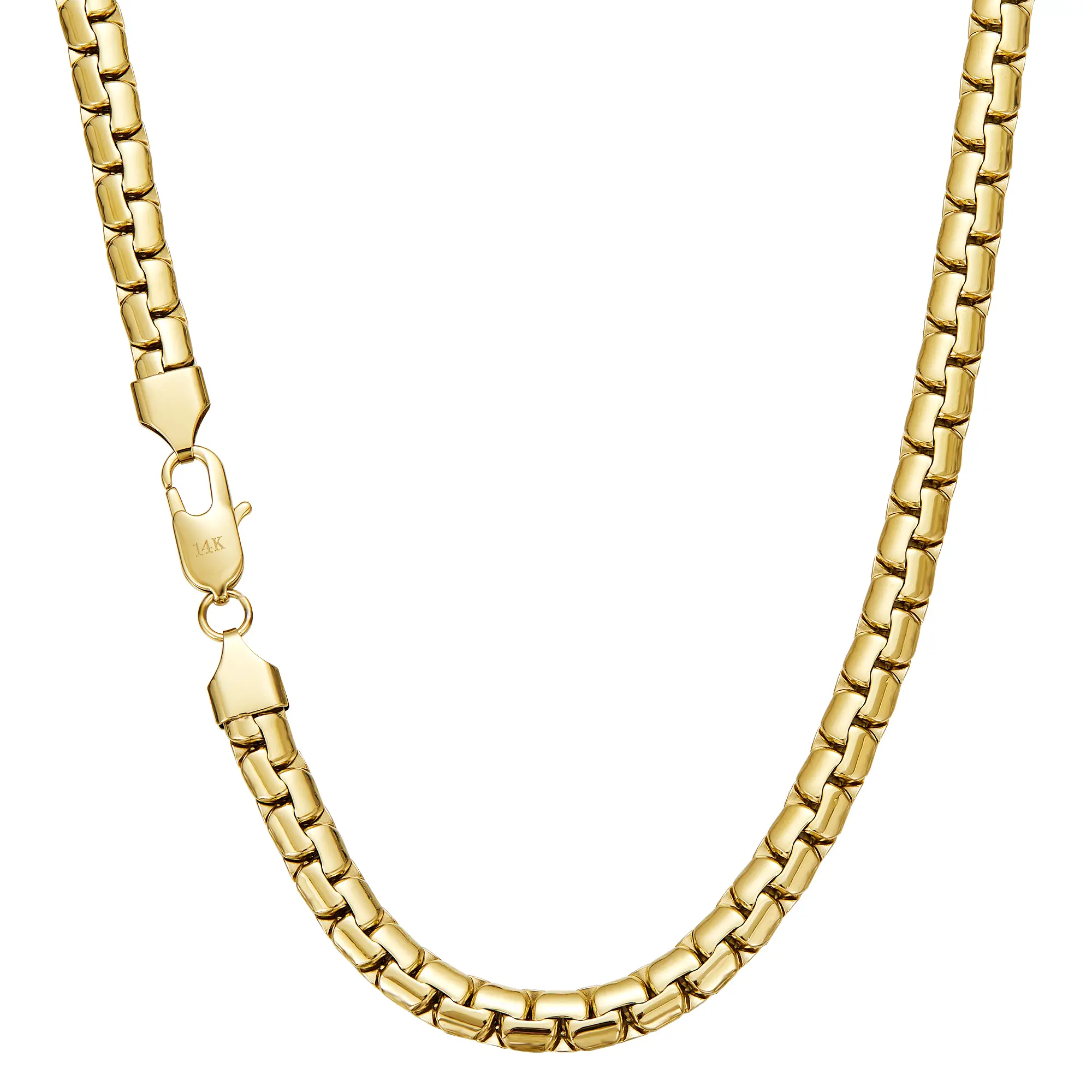 Casual Square Box Chain & Link Necklace, Waterproof Stainless Steel Jewelry for Unisex Streetwear & Layering, A Modern Wardrobe Staple, Daily, Square Links, Link Chain Necklaces