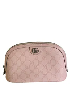 Pre-owned GUCCI Canvas Leather Small Leather Goods Ophidia GG Pink Supreme Small Cosmetic Pouch