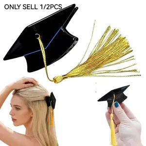 Graduation Cap Tassel Hair Clip, Mini Graduation Cap Hair Claw Clips for Women Girls, Doctoral Hat Headband, Thin Thick Short Long Curly, Cute Hair Accessory for Graduations Ceremony