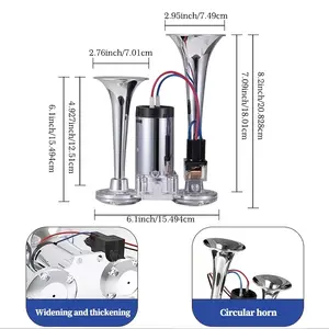 12V Dual Trumpet Air Horn 135dB Super Loud Electric Horn With Compressor Universal For Car Motorcycle RV Truck