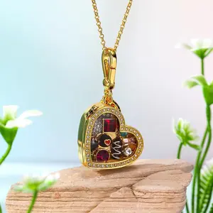 1Pc Fashion Colorful Zircon Openable Chocolate Heart Pendant Necklace For Women Exquisite Luxury Party Jewelry Halloween Gifts