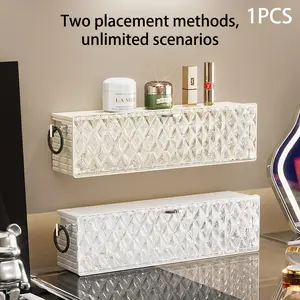Wall-Mounted Sock Organizer Box, Bathroom Cotton Swab Lipstick Data Cable Holder, Waterproof Drawer-Style Storage Container for Home Use