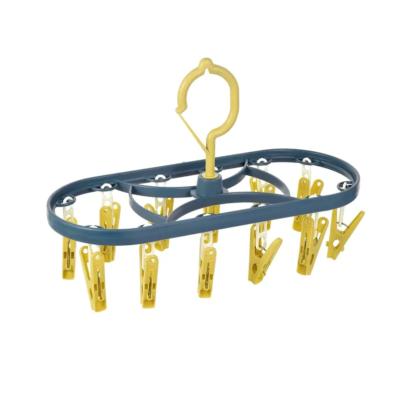 12 Clips Laundry Drying Rack, Rectangular Sock & Underwear Hanger Organizer for Small Clothes, Space Saving Clothes Airer
