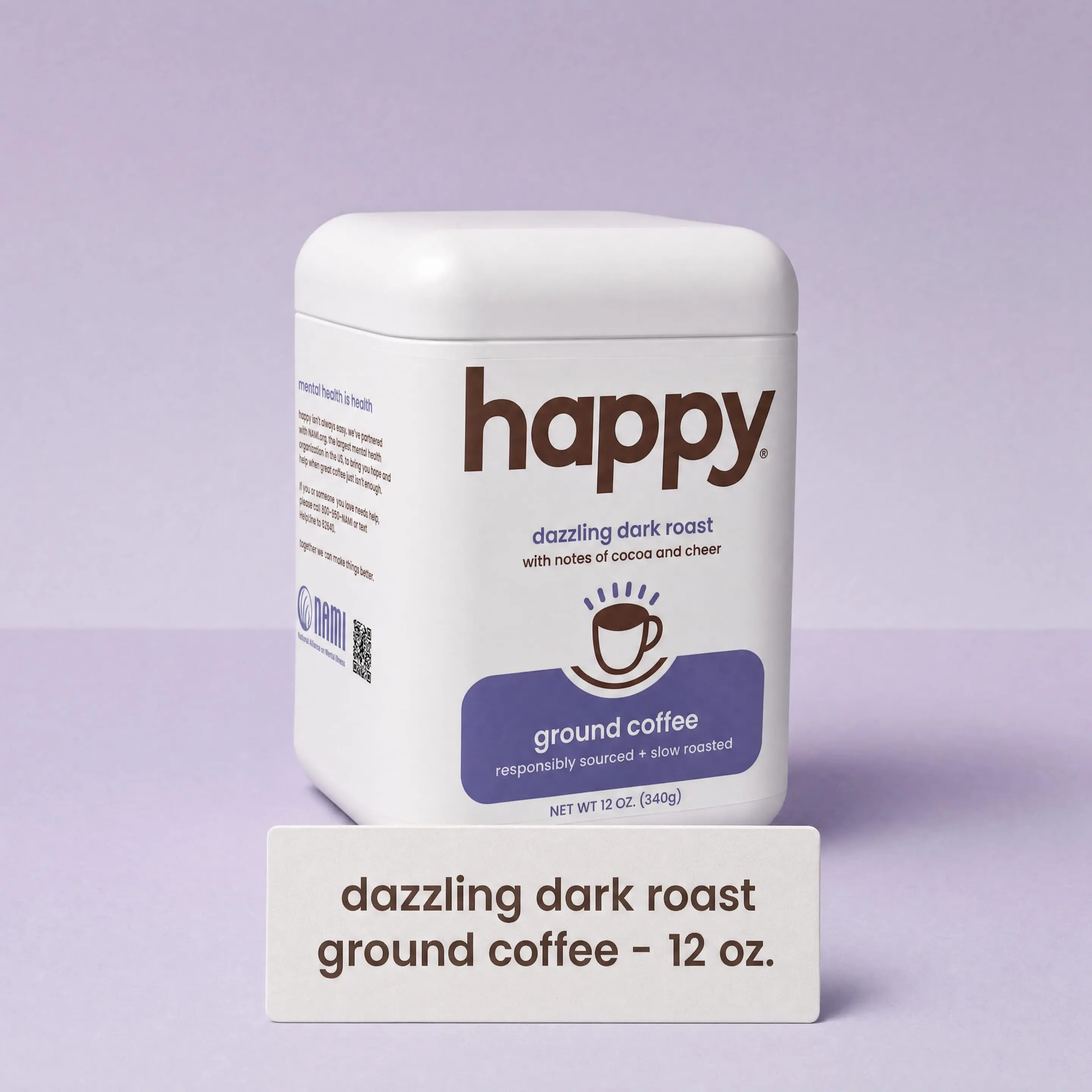 Happy Coffee - Dazzling Dark Roast Ground coffee 12 oz withe notes of cocoa and cheer Happy Coffee - Dazzling Dark Roast Ground coffee 12 oz withe notes of cocoa and cheer