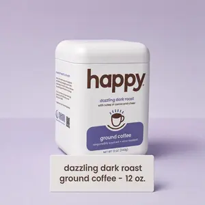 Happy Coffee - Dazzling Dark Roast Ground coffee 12 oz withe notes of cocoa and cheer