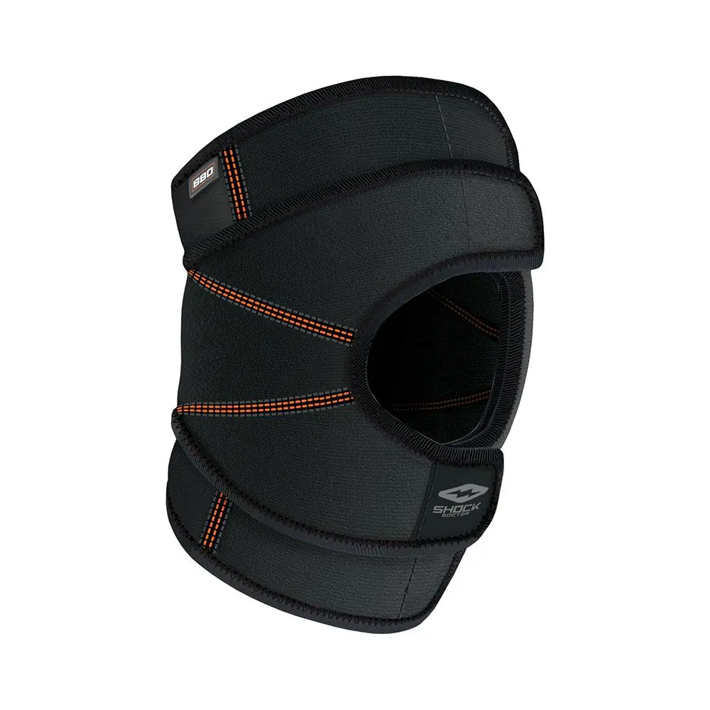 Shock Doctor Quick-On Knee Support with Versatile Over Wrap System Active Black Level 2 Moderate Support for Patella Tracking Issues