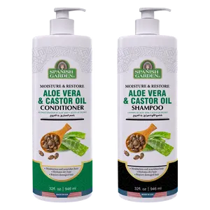 Aloe Vera & Castor Oil Haircare Duo - Hydrating Moisturizer Shampoo & Conditioner Set for Hair Growth, Calming Scalp Health, Damage Repair