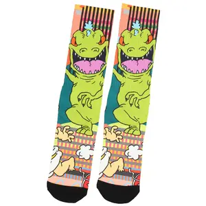 Nickelodeon Rugrats Reptar Dinosaur Character Sublimated Crew Socks 1 Pair