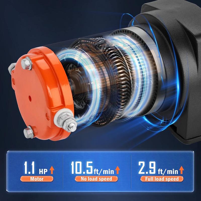 AC-DK 12V 2000-lb. ATV/UTV Electric Winch, Off-Road Synthetic Rope Winch for Trailer Boat RV Towing Winches, ATV/UTV Winch with Big Yellow Wired Remote and Winch Mounting Plate