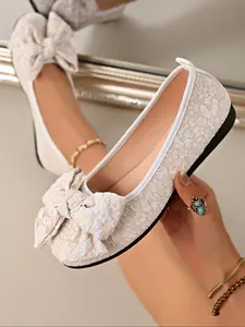 Women's Elegant Bowknot Design Loafers, Bowknot Design Flats, Casual Comfortable Flat Shoes for Daily Wear, Lightweight Breathable Shoes for Women & Girls, Running
