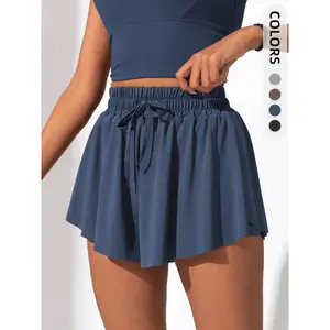 Women's High Waisted Flowy Athletic Shorts with Liner, Quick Dry Running Shorts for Gym Yoga Workout