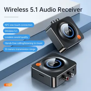 1-Pack Wireless Audio Receiver, BT 5.1 Adapter Accessories for Home Stereo System, with NFC/3.5mm AUX/RCA/TF Card Slot (TF Card Not Included)