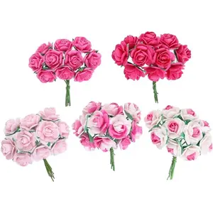 Mini Mulberry Paper Roses 18 mm Mulberry Paper  Scrapbooking Wedding DIY Craft 50 count ( Tone)
