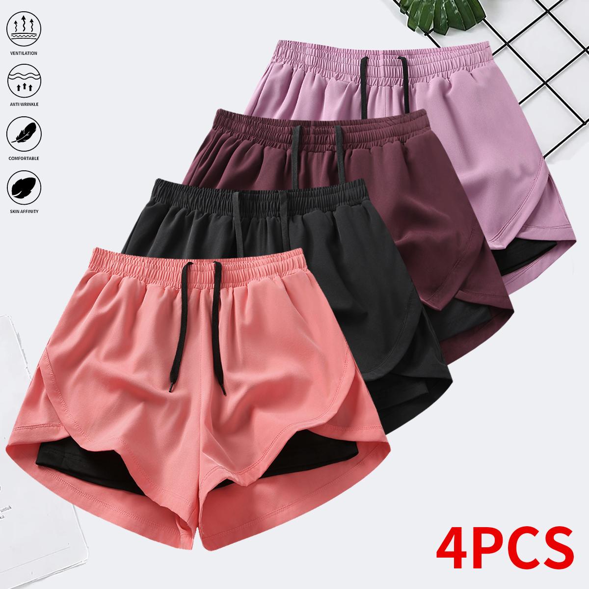 Women’s athletic shorts—anti-exposure design, quick-dry casual running/fitness pants, loose high-waist style for outdoor wear; yoga pants/fitness pants; multiple color combinations available.,summervibes