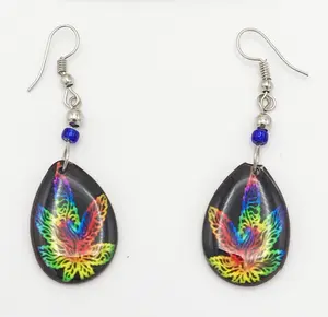 Miles B. High 420 Gear Rasta-Inspired Rainbow Cannabis Leaf Dangle Earrings