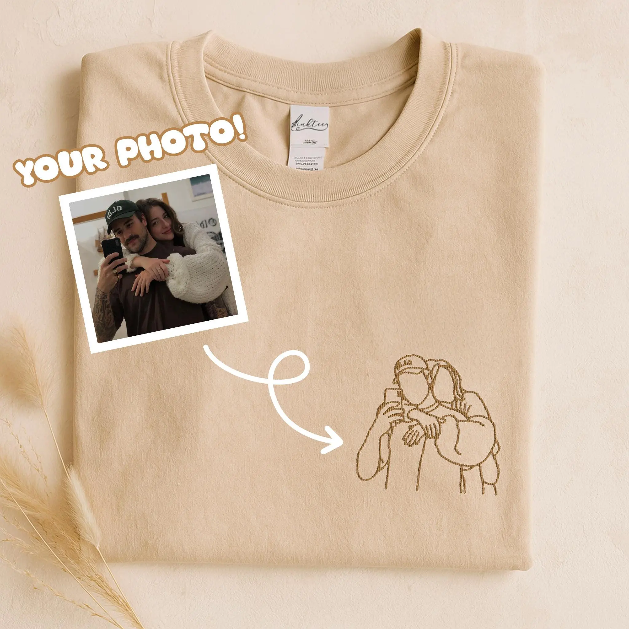 [Your Photo] Personalized Custom Picture embroidered T-Shirt, Couple matched sweatshirt