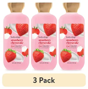 (3 Pack) Bodycology 2-In-1 Body Wash & Bubble Bath, Strawberry Cheesecake, 16 Fl Oz PDC Brands