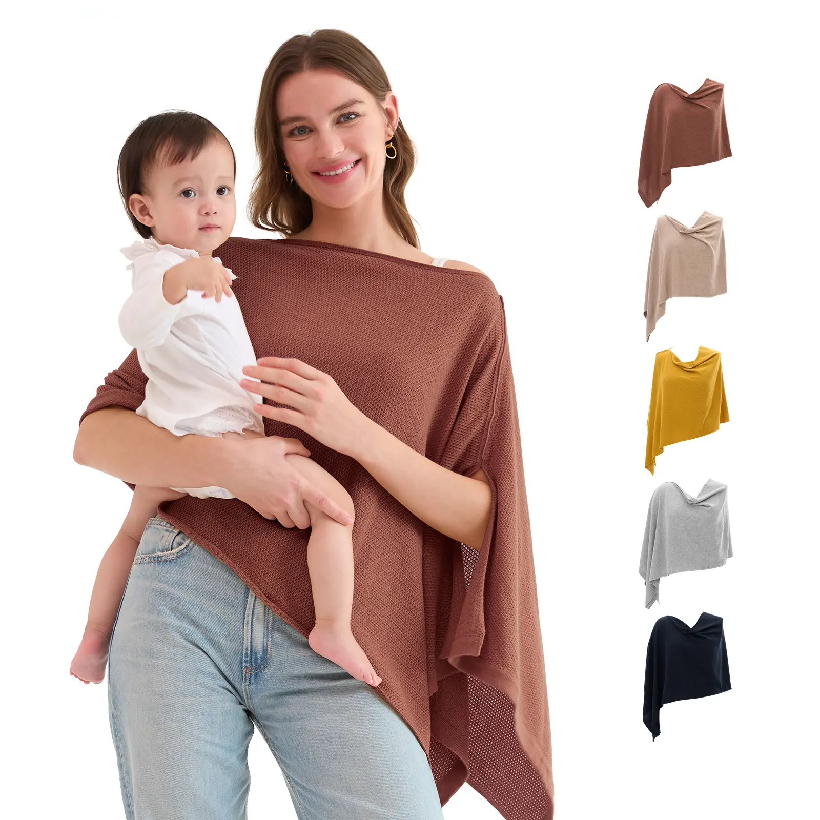 Momcozy Nursing Cover for Breastfeeding, Breathable Soft Privacy Poncho, Multi-Use Nursing Shawl, Portable Breast Feeding Covers, Includes Laundry Bag