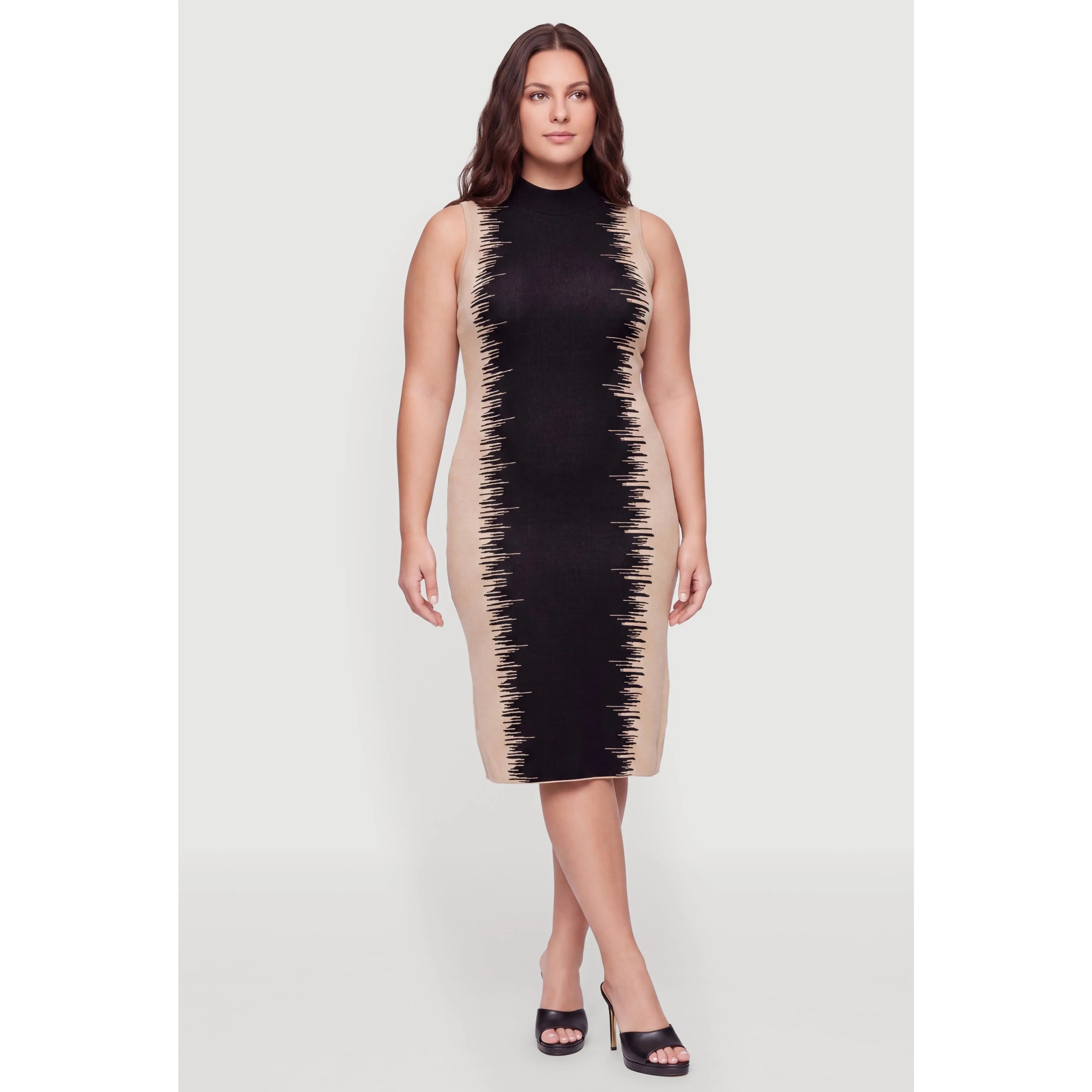 Plus Size Patterned Mini Sweater Dress