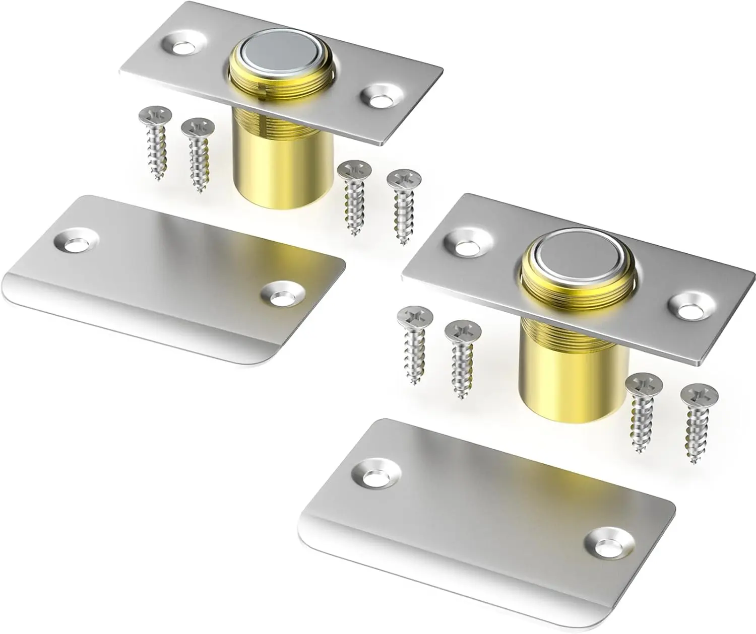 2 Pack Silver Upgraded Magnet Door Catch, Adjustable Strong Magnetic Ball Catch for Top of Door, Replacement for Ball Catches, Concealed Magnet Door Latch for French Double Doors Closet Door Hardware, French Doors, Pantry