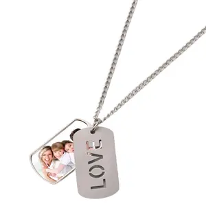 LOVE Silver Stainless STee T-Shirtl Fashion DIY Dog Tag Blank Sublimation Designer Necklace