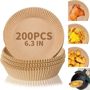 Air Fryer Disposable Paper Liner (200Pcs-6.3 inch) Non-stick Disposable Liners