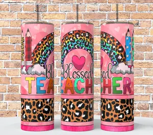 Teacher 20 oz Tumbler Coffee Drinkware Insulated Lid Skinny Portable