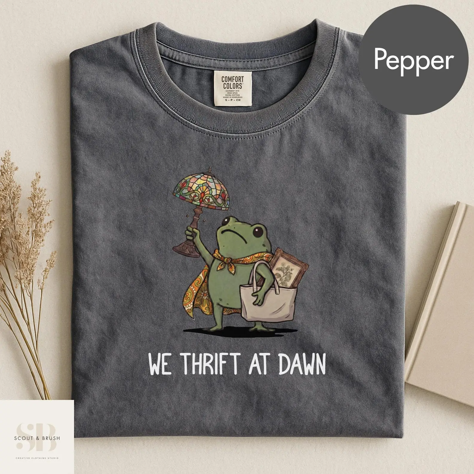 Comfort Colors We Thrift At Dawn Shirt, Funny Frog Meme Thrifting Tee, Thrift Lover TShirt, Vintage Collector Gift
