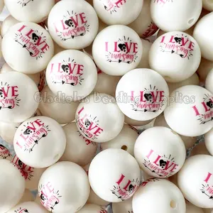 20mm I love nursing Print Acrylic Bead, Nursing Beads, Bubblegum, Chunky Round, Gumball, Beading Supplies