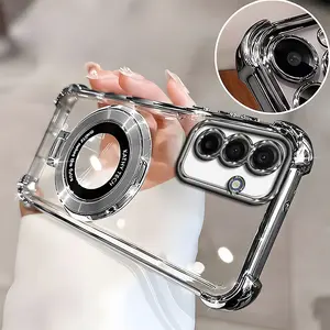 Suitable for [Galaxy A17] high-end phone cas, Electroplated Luxury Clear Phone Case with Ring Stand Holder 4-Corner Shockproof Camera Protective Cover 952
