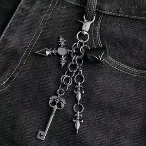Dark Street Punk Distressed Pants Chain - Vintage Key, Fleur-de-lis, Heavy Metal Alt Style Body Jewelry Accessory for Fashion Enthusiasts