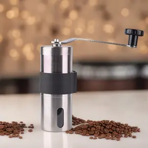 Hand Crank Coffee Grinder Small Size, 304 Stainless Steel Manual Coffee Mill, Portable Hand Crank Ceramic Grinding Core, Adjustable Grind Machine