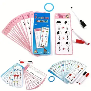 15 Number Cards, Math Fraction Flash Cards, Reusable Erasable Math Learning Cards
