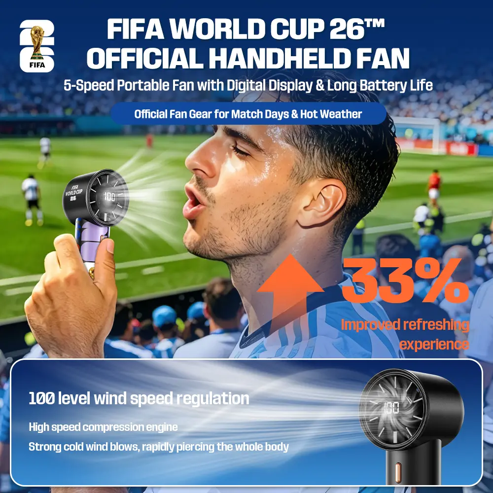 2026 FIFA World Cup Handheld Fan, Souvenir Gift, LED Digital