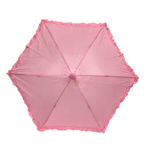 Light Pink Umbrella with Ruffle 14.5" (Each)