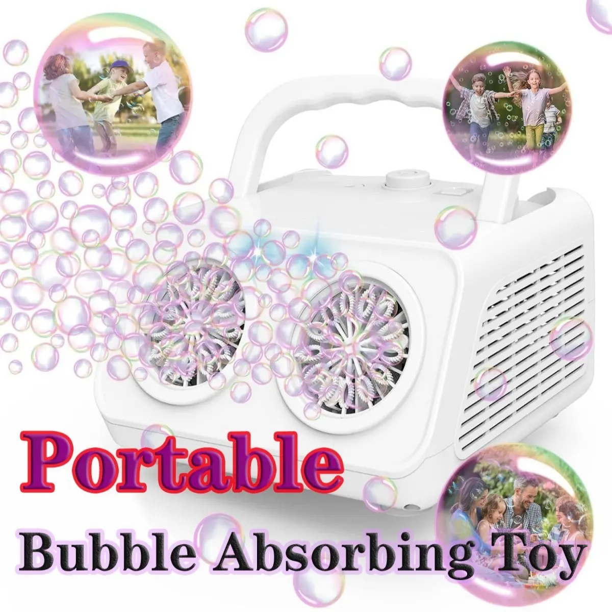 Electric Stage Bubble Machine with Ambient Lighting, Dual Fans, 20000+ Bubbles/minute, Ideal for Parties, Weddings, Holidays, Party Bubble Machine, Automatic Bubble Machine