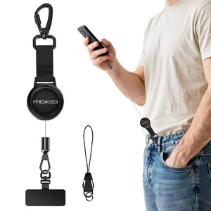 Anti-theft Phone Tether, Phone Lanyard Retractable Steel Line Cellphone Strap with Locking Carabiner and Metal 360° Tether Tab for Outdoor Skiing Hiking Climbing Fishing