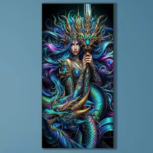 5D Diamond Painting Kit Full Round Drills, Dragon, Armor, Gorgeous DIY Mosaic Wall Art, Beginner Craft Set (with Tools), Home Wall Decoration Gift, Diamond Art Kit