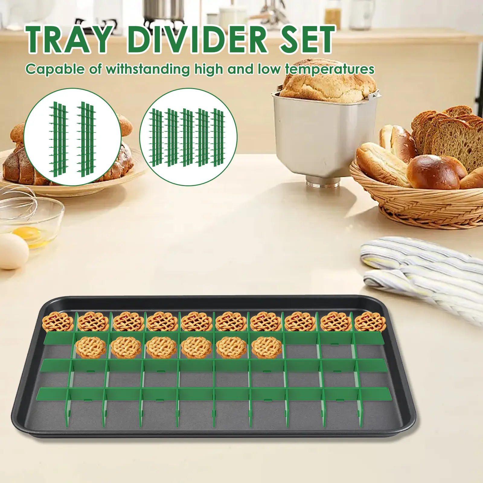 Adjustable PP Plastic Tray Divider Set - Heat Resistant, Non-Stick Coating, 9 Short Dividers, 17.3 in Long Dividers, Kitchen Gadget, Utensils, for Harvest Right Freeze Dryer Freeze-Drying, Baking Tray Food Storage