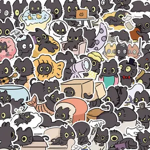 50 Cute Cat Stickers, DIY Waterproof Decorative Decals for Phone Cases, Water Bottles, Fridge, Room Walls, No Batteries Needed