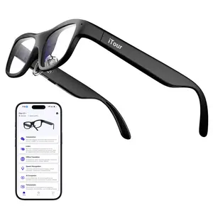 iTourTranslator A1 Smart AR Glasses, Two Way Real-Time Translator 110 Languages,Offline Translation, Speech Recognition, Teleprompter, AI Assistant, AI Glasses for Travel, Meeting & Learning