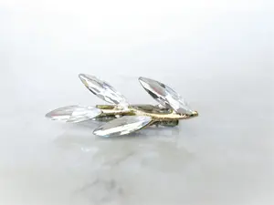 Small gold tone crystal leaves hair pin clip barrettes for fine hair