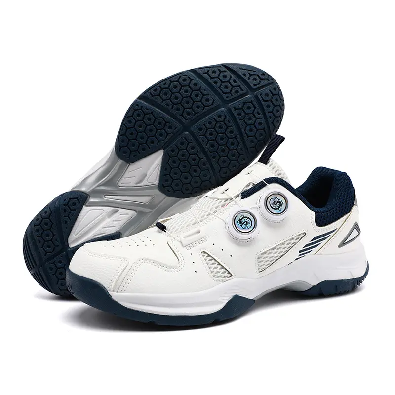 Unisex Dual Rotating Knob Badminton Shoes, Breathable Non-Marking Indoor Court Sneakers for Men Women, Anti-Torsion Shock Absorbing Training Footwear for Tennis Volleyball