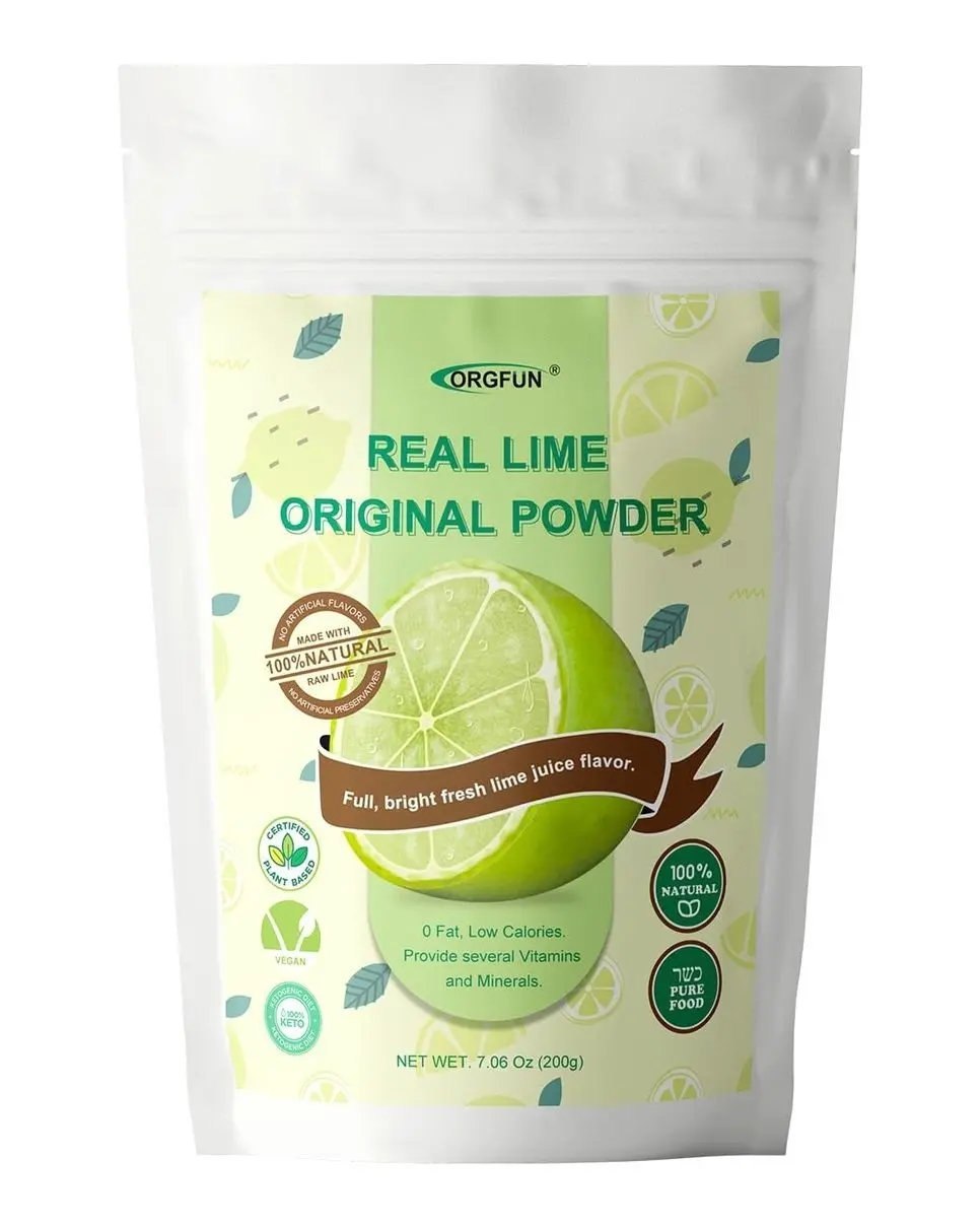 ORGFUN Original Lime Powder, Whole Lime Juice Freeze Dried Powder, Great for Cocktails, Drinks, Smoothies, and Cooking 7.06 Oz