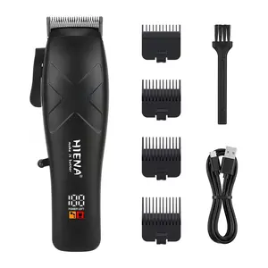 HIENA new cordless hair clipper, men's professional hair cutting tool set, black rechargeable hair clipper with LCD display and titanium alloy blade