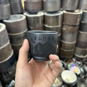 Mini Teacup with 'Travelers Among Mountains and Streams' Art: A Tiny Masterpiece of Chinese Pottery Heritage-511