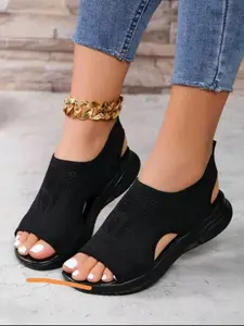 Women's Fashionable Plain Color Sandals, Casual Comfortable Slingback Sandals for Summer, Lightweight Breathable Shoes for Daily Wear, Girl, Footwear Strap Slides