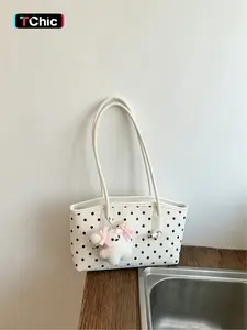 Sweet Girl Vintage Polka Dot Pattern Crossbody Bag (Soft Leather), Casual crossbody bags, Vintage Crossbody Purses, Retro Polka Dot, Featuring a Dog Charm, Large Capacity, Practical, Suitable for Commuting, Shopping as Underarm or Handbag